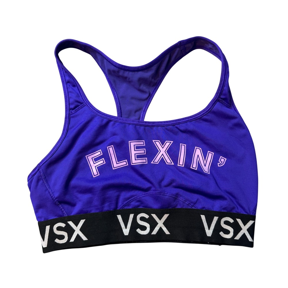 Victoria's Secret Sports Bra Womens Small Purple Flexin VSX Sport Racerback Logo